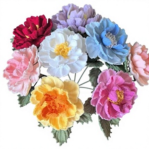 Rose all'uncinetto fatte a mano in filato di cotone, steli morbidi, ecologici, lavabili, colore personalizzabile, regali per laurea, Halloween, festività. - Product Image 2