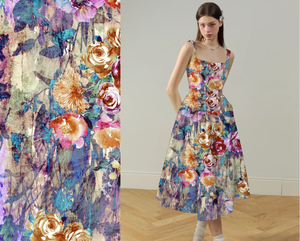 Tela de Nailon y Rayón <span class=keywords><strong>Crespo</strong></span> de 125 g/m² con Estampado Floral Digital, Diseño Personalizado, Venta al Por Mayor de Fábrica - Product Image 2