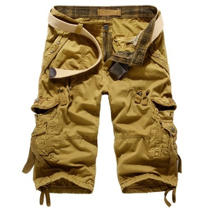 <strong>Wholesale</strong> <strong>Taobao</strong> Korean Style Men's Casual Seven-Point Cargo Shorts Mid Loose Cotton Solid Multi-Pocket Washed Button Zipper Fly - Product Image 2