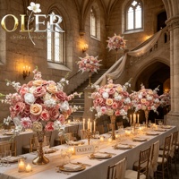 Boule de fleurs artificielles en soie rose pour décoration de table de réception de mariage Oler Banquet Event