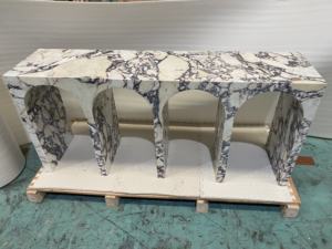 Muebles de Piedra de Estilo Nórdico para Decoración del Hogar, Mesa Consola Decorativa de Mármol <span class=keywords><strong>Italiano</strong></span> Calacatta Viola con Forma de Arco para la Entrada - Product Image 3