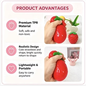 Jouet anti-stress en forme <span class=keywords><strong>de</strong></span> fraise réaliste, jouet sensoriel anti-anxiété pour garçons et filles, cadeau <span class=keywords><strong>de</strong></span> fête d'anniversaire - Product Image 3
