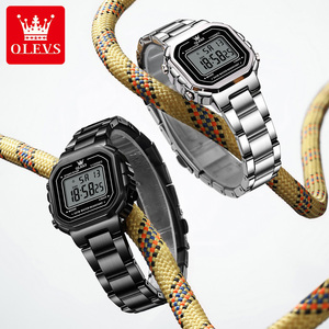 OLEVS 1111 Montre de sport numérique de luxe en acier inoxydable avec logo personnalisé OEM, bracelet étanche pour homme - Product Image 3