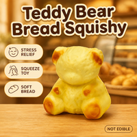Jouet anti-stress en forme de pain à presser, en PU, ours en peluche doux, jouet sensoriel souple pour enfants et adultes, cadeaux en gros