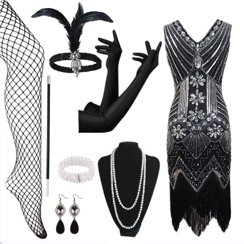 Black and silver skirt accessories B