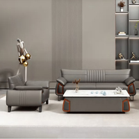 Conjunto de sofá de oficina modular multifuncional de lujo, moderno y ligero, diseño con cubierta de cuero, áreas de recepción, sofás públicos