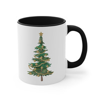 Tasse à café en céramique multicolore pour Noël, corps blanc, poignée colorée, vaisselle de Noël, mug prêt pour la sublimation, vente en gros