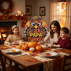 T-shirt à manches longues pour homme Papa Turkey Thanksgiving, design assorti pour la famille - Product Image 3