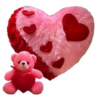 Ours en peluche rose et rouge en forme de petit cœur pour la Saint-Valentin, rembourré en coton PP, coussin en fourrure, design personnalisé pour petite amie ou petit ami
