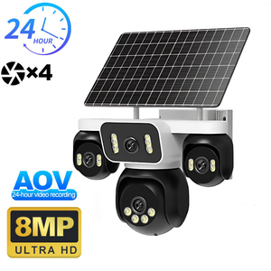 Fosvision Hieasy 8MP Aov 4G Năng Lượng Mặt Trời Hệ Thống An Ninh Máy Ảnh 4 Ống Kính Ngoài Trời Không Dây CCTV <span class=keywords><strong>PTZ</strong></span> IP Màu Tầm Nhìn Ban Đêm - Product Image 2