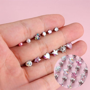 YADOCA 24 Çift Hipoalerjenik Sevimli Bebek Küçük Çocuk Küpeleri Paslanmaz Çelik Doğal Taşlı Küpe Seti 3 Yaşındaki Kız Çocukları İçin - Product Image 5