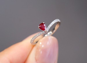 Xinfly classico oro 18K a goccia anello rubino piccione rosso sangue oro bianco placcato con diamante - Product Image 2