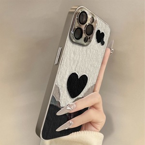 Custodia per <span class=keywords><strong>iPhone</strong></span> XP931 Black Heart Compatibile con Apple 16 Pro Max, Personalizzata, Nuova per 15, 14, 13, 11, Elettroplaccata, Creativa - Product Image 1