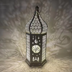 Personnalisable Métal Artisanat Prophète Arabe Muhammad Star-Lit Ramadan Lanterne Karim Eid Home Decor avec Musique et Lumière - Product Image 6