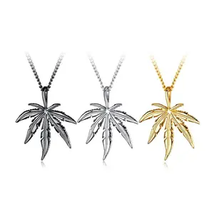 Hot Selling Mode Persönlichkeit Punk Casting Weed Leaf Herren Edelstahl Anhänger Custom Maple Leaf Halskette