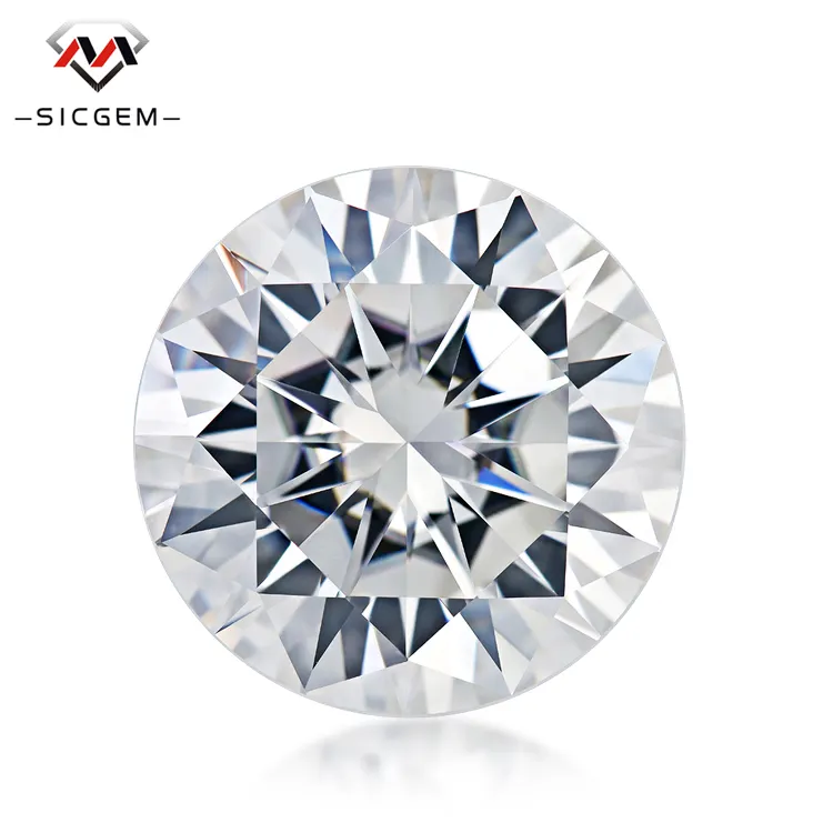 SICGEM Jewelry Gemstone Moissanite 5A GH VVS 6.5-20mm White Round 8 Hearts 8 Arrows Loose Raw Moissanite Diamond