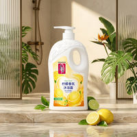 Gel douche parfum citron, gel de bain aux herbes, 650 g pour usage quotidien