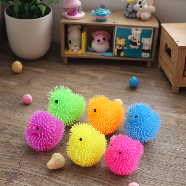 Easter LED Puffer Ball Chicken Glow Balls Small Light Ball Funky Flashing Bathtub TPR Material Stress Relieving Squeeze Unisex