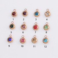 Commercio all'ingrosso 6.5 MILLIMETRI In Acciaio Inox 12 Zodiaco Birthstone Accessori di Fascino Per La Collana Dei Braccialetti Che Fanno FAI DA TE