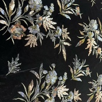 Tissu en velours coréen de luxe, personnalisé, style Dubaï, avec motifs floraux, perles et paillettes, pour robes de haute couture et abayas automne-hiver