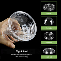 Gobelets en Plastique PET Jetables Transparents de 16 oz, Imprimés avec Logo Personnalisé, pour Matcha, Bubble Tea, Soda, Café Glacé, avec Couvercles