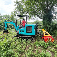 Mini-excavatrice hydraulique diesel sur chenilles 80 CV avec rotoculteur intégré, garantie 1 an, pour usage agricole et domestique, préparation du sol