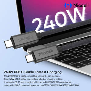 Câble <span class=keywords><strong>de</strong></span> données Miccell Wholesale PD 240W 5A pour téléphones, prise en charge <span class=keywords><strong>de</strong></span> la <span class=keywords><strong>sortie</strong></span> vidéo 8K 60Hz et 4K 60Hz, charge rapide pour smartphones et ordinateurs portables - Product Image 3