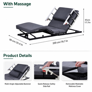 Letto Elettrico Regolabile per Anziani per Uso Domestico, Telaio Letto Massaggiante con Sponde Bloccabili, Telecomando e Rivestimento Lavabile - Product Image 3