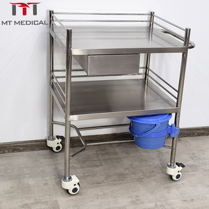 Mt Medische Dubbellaagse Roestvrijstalen Medische Kar Ziekenhuis Kliniek Mobiele Instrumentwagen <span class=keywords><strong>Trolley</strong></span> - Product Image 3