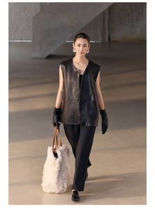 <span class=keywords><strong>Gilet</strong></span> en cuir de mouton tempérament simple de style européen et américain <span class=keywords><strong>gilet</strong></span> de <span class=keywords><strong>grande</strong></span> <span class=keywords><strong>taille</strong></span> polyvalent noir - Product Image 5