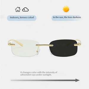 Vente en gros de lunettes de lecture photochromiques sans monture anti-lumière bleue personnalisées avec logo pour hommes et femmes - Product Image 3