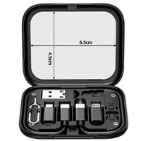 Kit de câbles de données USB universels PD 60W 6-en-1, câble de charge Android, cordon d'alimentation pour ordinateur, accessoire pour montre connectée, support dissimulé