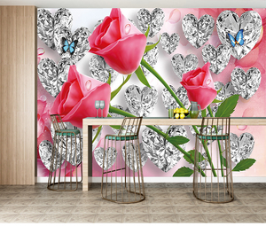 Romantico diamante rosa <span class=keywords><strong>cuore</strong></span> carta da parati 3d casa carta da parati amore murale a tema per la decorazione d'interni - Product Image 2