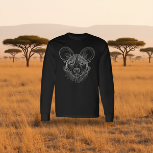 <b>Line</b> Art African Wild <b>Dog</b> <b>Long</b> Sleeve T-Shirt - Product Image 3
