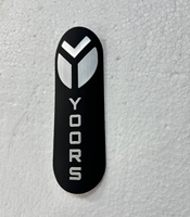 Badge de guidon de vélo en métal brossé personnalisé, emblème 3D incurvé, logo en aluminium gaufré auto-adhésif, autocollants de carrosserie à usage unique