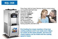 Machine à glace molle Wiberda professionnelle de comptoir, en acier inoxydable 201, refroidissement par air, R134a/R404, 3 saveurs, pour petits espaces