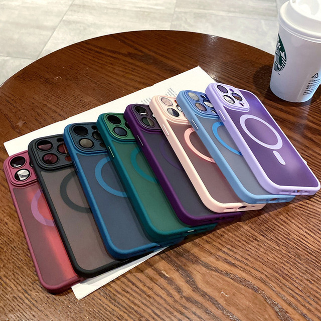 For iPhone 17Air 16 15 14 Plus 17 13 12 11 Pro Max Matte Magnetic Case Camera Lens Protection Shockproof Translucent Cover