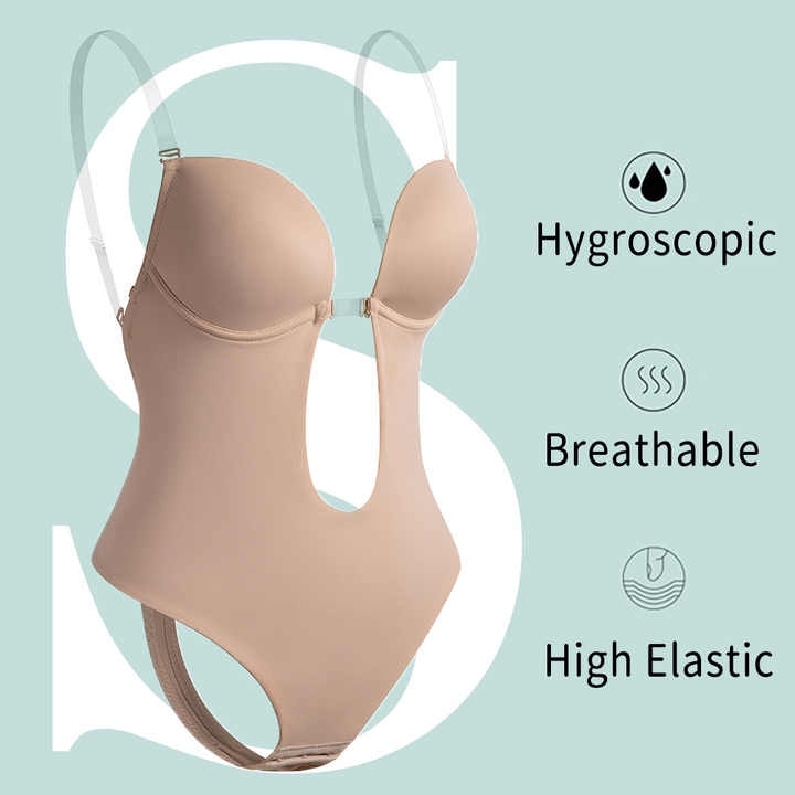 U Plunge Backless Tummy Control Seamless Shapewear