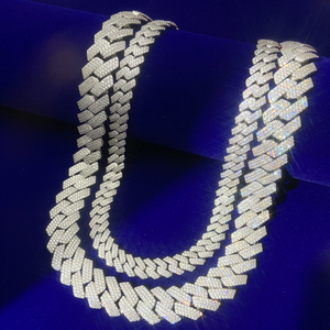 Hip Hop Bling Big 20mm Iced Out vergoldete Zinken 5a Zirkon Diamant 3 Reihen kubanische Glieder kette Halsketten für Männer - Product Image 3