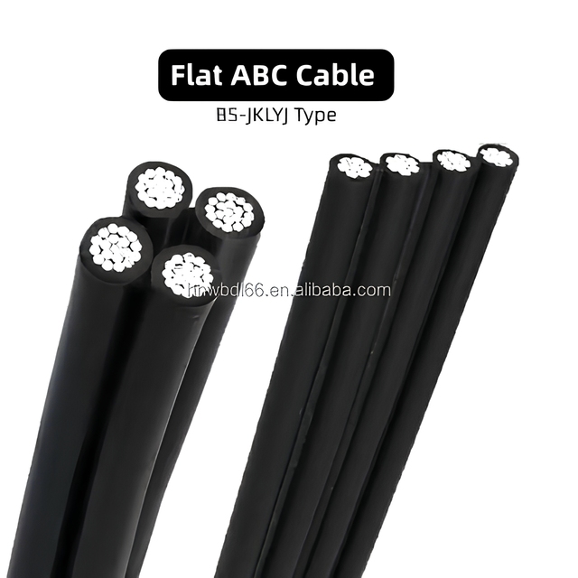 Flat Parallel ABC Cable 4 Core 0.6/1kV XLPE Insulated Aluminum Anti-theft Overhead Cable for Rural & Urban Power Distribution