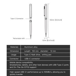 จำหน่ายตรงจากโรงงาน แฟลชไดรฟ์ USB รุ่นใหม่ ขายดี ปากกาของขวัญ พอร์ต Type C 3.2 อ่านไฟล์ได้โดยตรง - Product Image 6