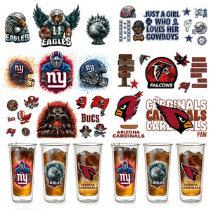 Gobelet à bière DIY sur le thème du rugby de 400 ml avec autocollants UV, <span class=keywords><strong>verre</strong></span> borosilicate à double paroi, gobelet créatif pour les fans de sport, pour les bars sportifs et les fêtes - Product Image 1