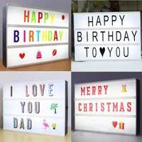 A5 A4 DIY caja de luz acrílica con interruptor alfabetos vacaciones saludos para luces nocturnas Feliz Navidad cásate conmigo Feliz cumpleaños