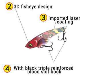 Vente en gros d'appâts <span class=keywords><strong>Cobra</strong></span> vib Tease Leurres de pêche à l'eau douce à longue dent à queue rouge - Product Image 3