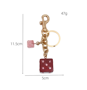 High Quality Luxury Pink Student Ladies' <b>Bag</b> <b>Gift</b> Pendant Dice Crystal Dropping Glue English Letter Keychain - Product Image 6
