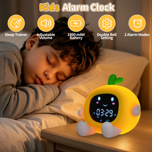Bán buôn mới đa chức năng đào Màn hình LED đồng hồ báo thức cho trẻ em ánh sáng ban đêm ngủ huấn luyện viên có thể thay đổi màu sắc được xây dựng trong pin - Product Image 3