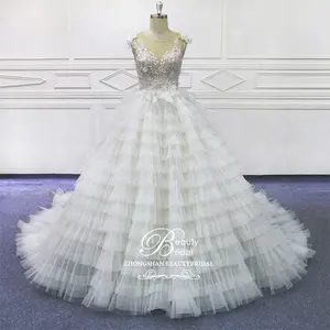 Luxury Beaded Floor Length Bridal Frock Wedding Dress A Line Bridal Gown