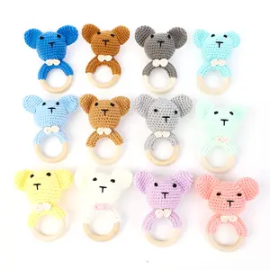 Bayi Kelinci Alami Boneka Hewan Rattle Crochet Katun Mainan Hadiah Set Crochet Kelinci Teether