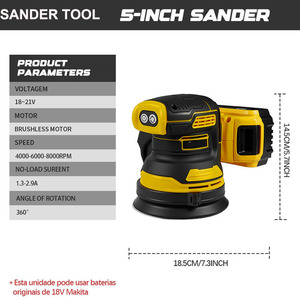 Herramientas Eléctricas Portátiles, Herramientas Eléctricas Inalámbricas, Lijadoras Profesionales, <span class=keywords><strong>Lijadora</strong></span> de 8000 RPM, Máquina Pulidora para Madera - Product Image 5