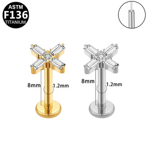 <b>Titanium</b> F136 Earrings With White Zircon Geometric <b>Studs</b> For Ear Daily Wear - Product Image 5